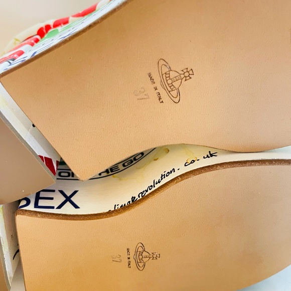 Vivienne Westwood BRAND NEW MEANINGLESS PRINT towering heels Slogan print IT37 - Picture 9 of 17